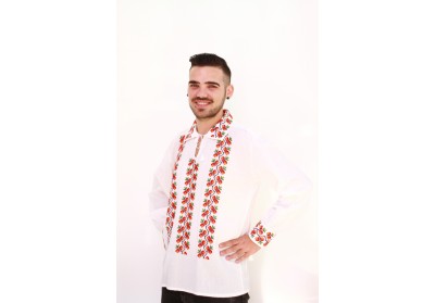 Ie bărbat cu model flori roșii pe 3 rânduri
